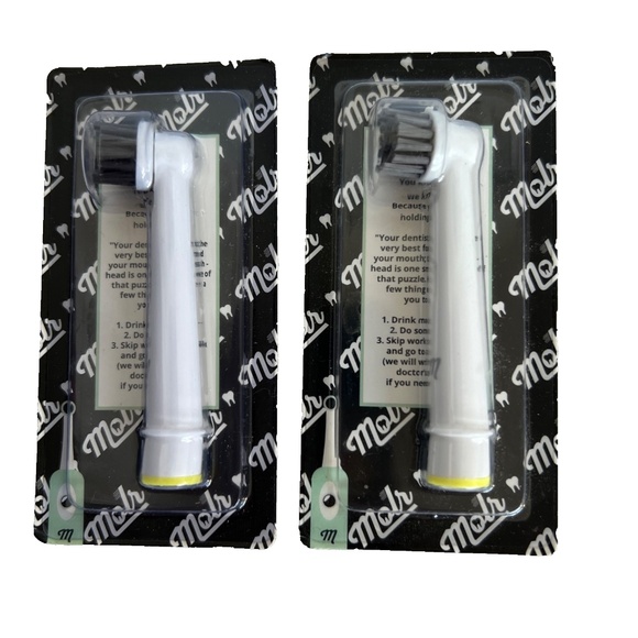 Lot of 2 Molr Dental Club Replacement Toothbrush Heads NEW Sealed Yellow ID Ring - Picture 1 of 2